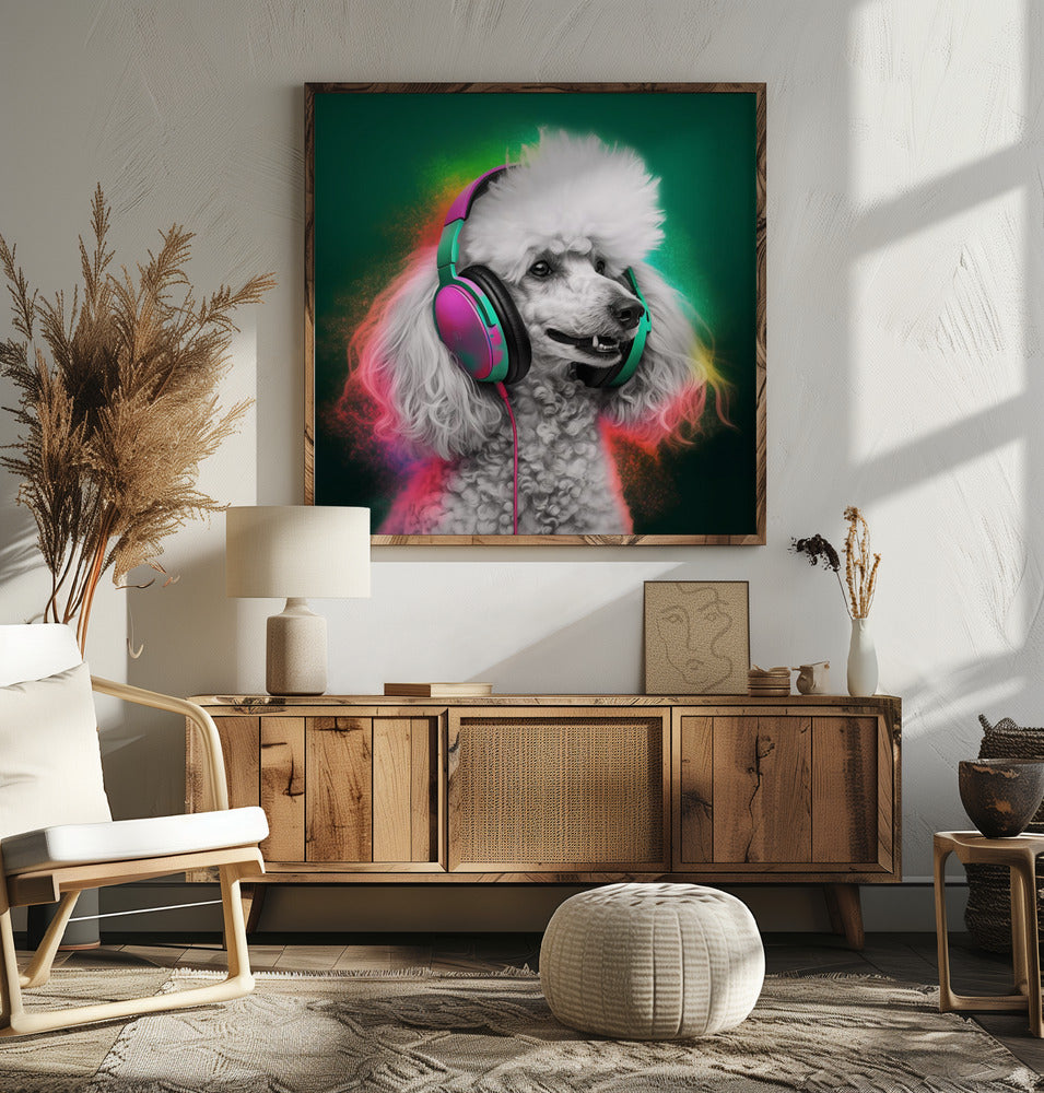 Arte de perro caniche de fiesta  ·  cuadro de decoración