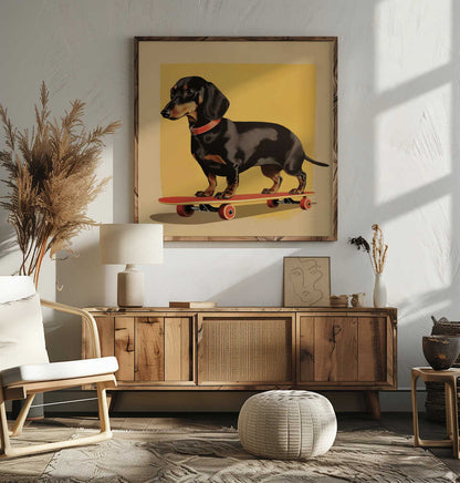 Dachshund patinador  ·  cuadro de decoración