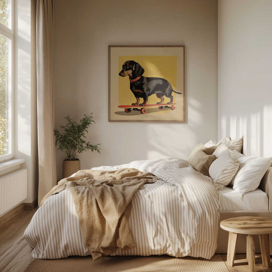 Dachshund patinador  ·  cuadro de decoración