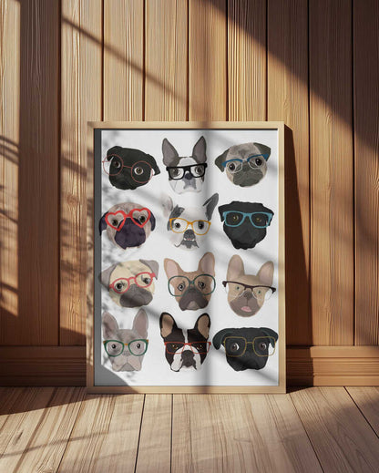 Pugs con gafas  ·  cuadro de decoración
