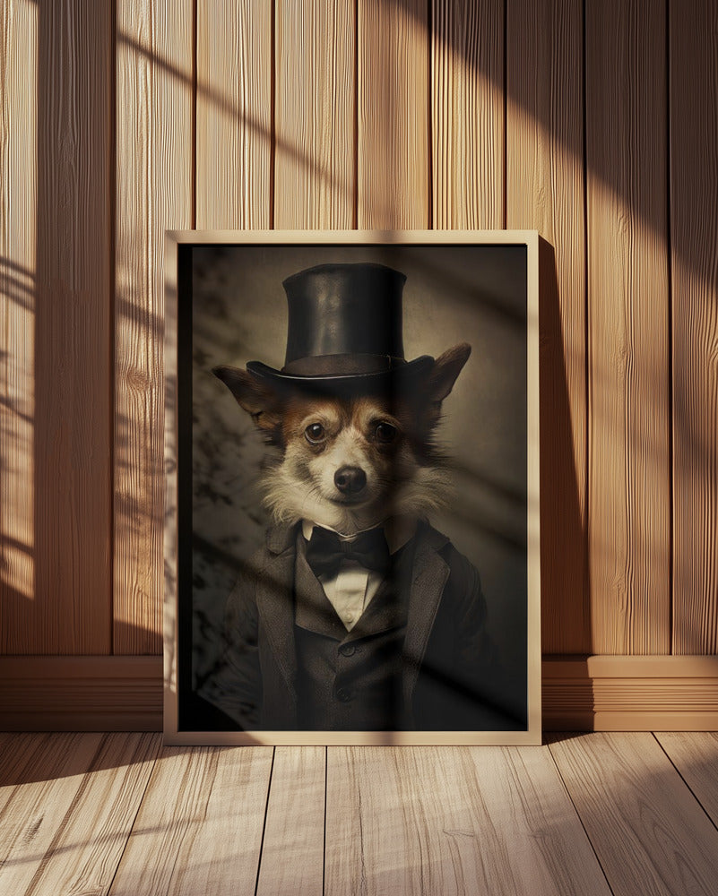 Perro con traje victoriano  ·  cuadro de decoración