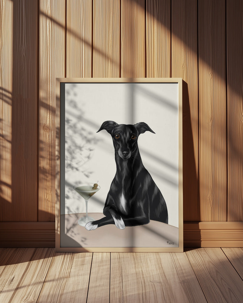 Galgo elegante con martini ·  cuadro de decoración
