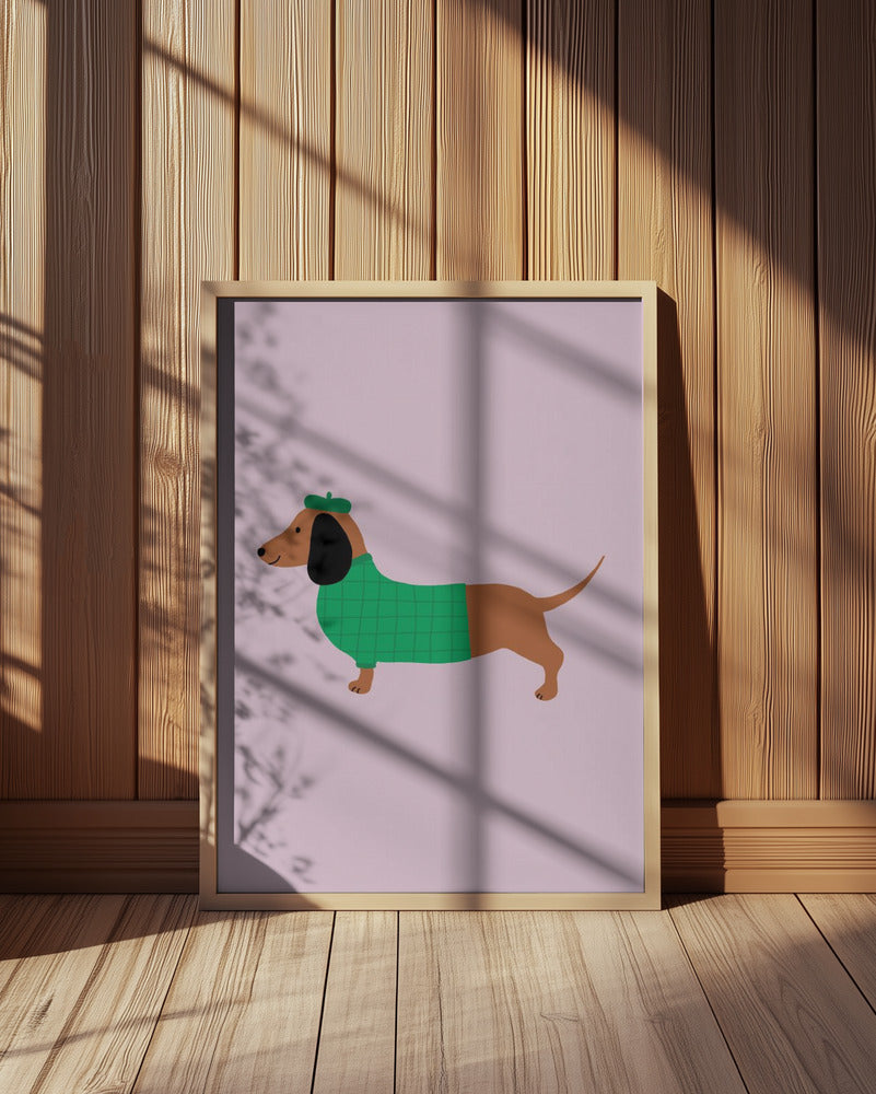 Teckel en verde  ·  cuadro de decoración