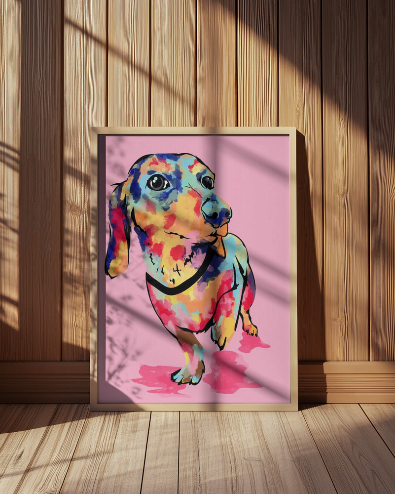 Perro salchicha multicolor  ·  cuadro de decoración