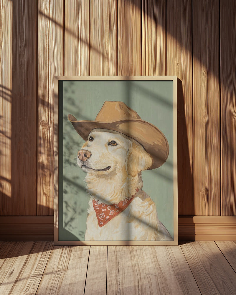 Vaquero Golden Retriever  ·  cuadro de decoración