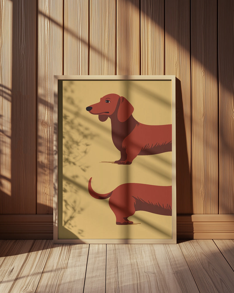 Un perro salchicha en dos mitades  ·  cuadro de decoración