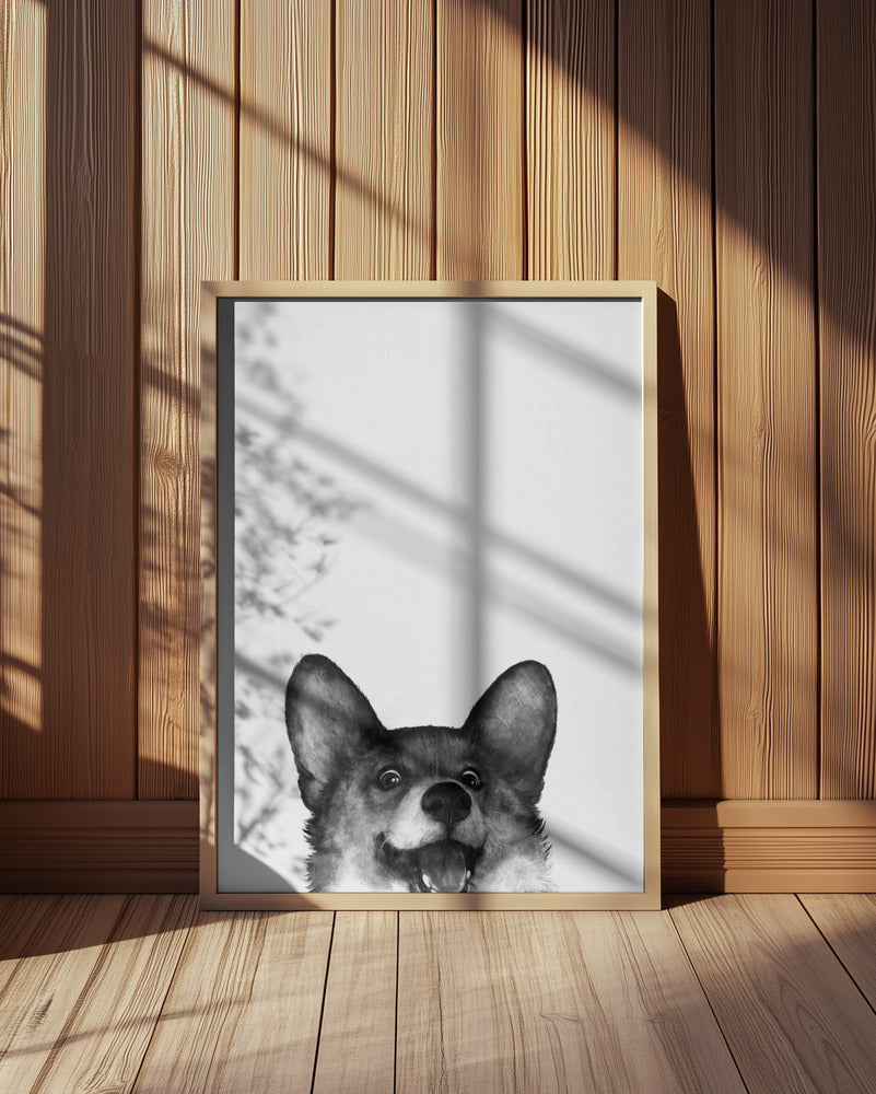 Perro Corgi con expresión alegre  ·  cuadro de decoración