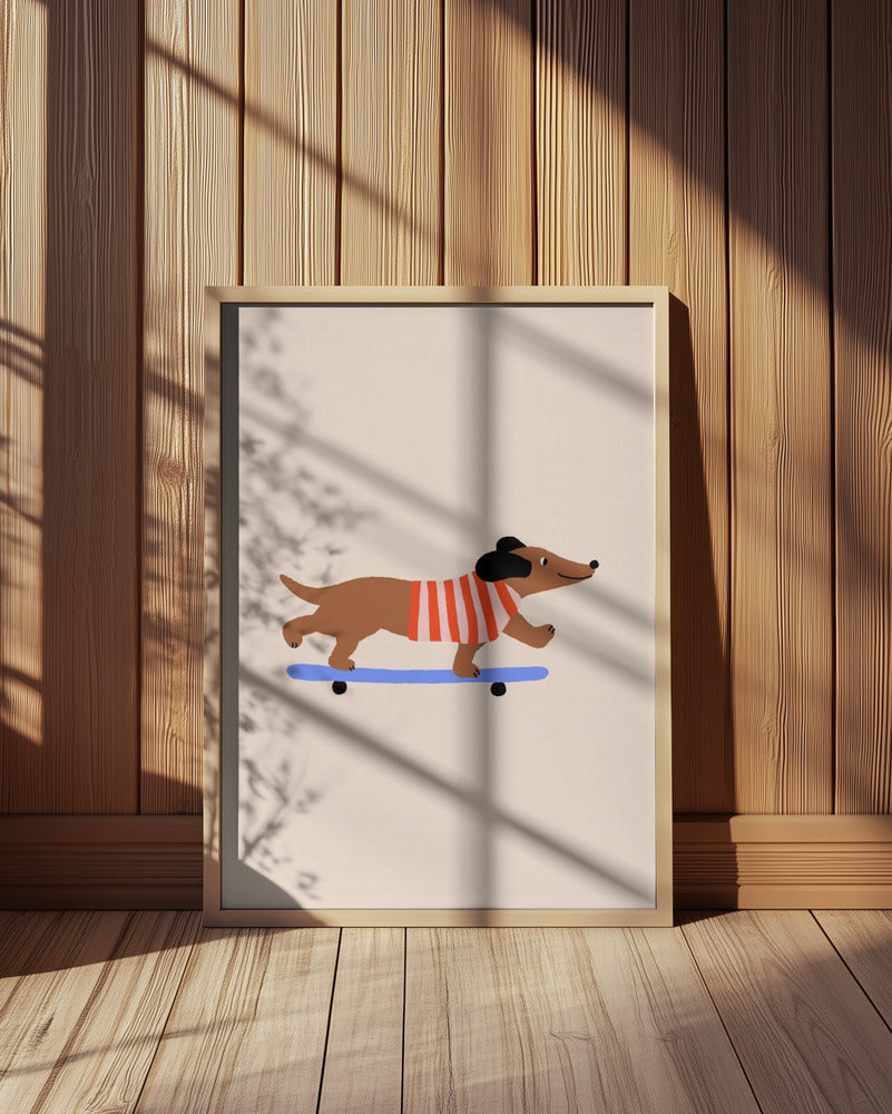 Dachshund en patineta ·  cuadro de decoración