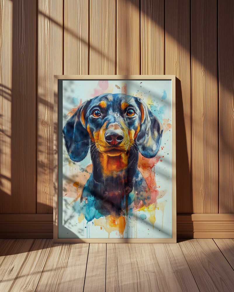 Dachshund abstracto y colorido  ·  cuadro de decoración